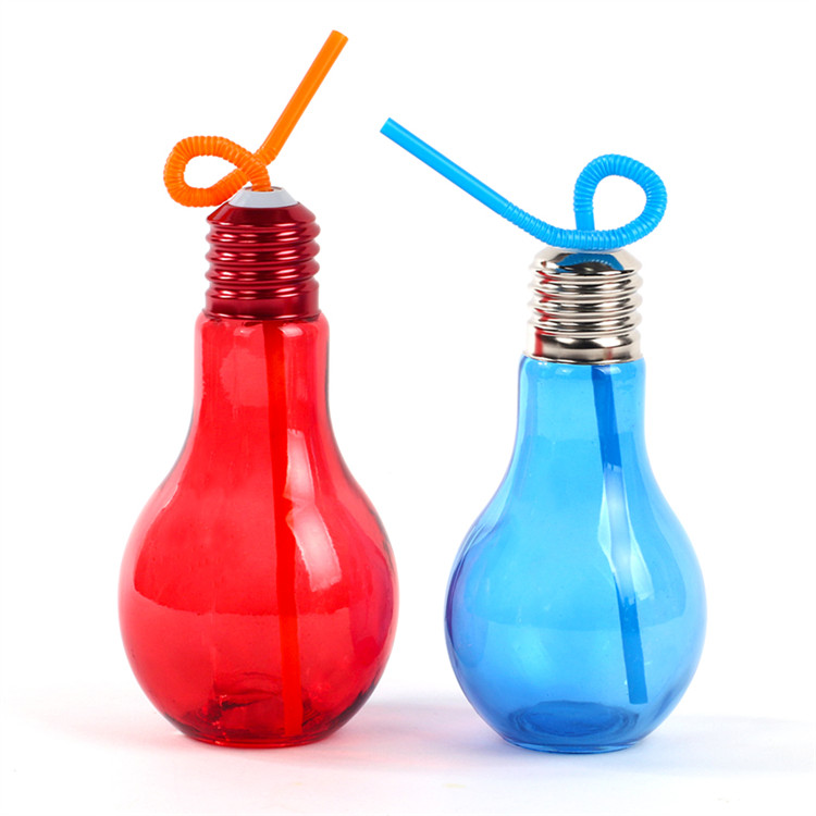 400 ml 850 ml colorful decoration drinking light bulb shaped glass water bottle