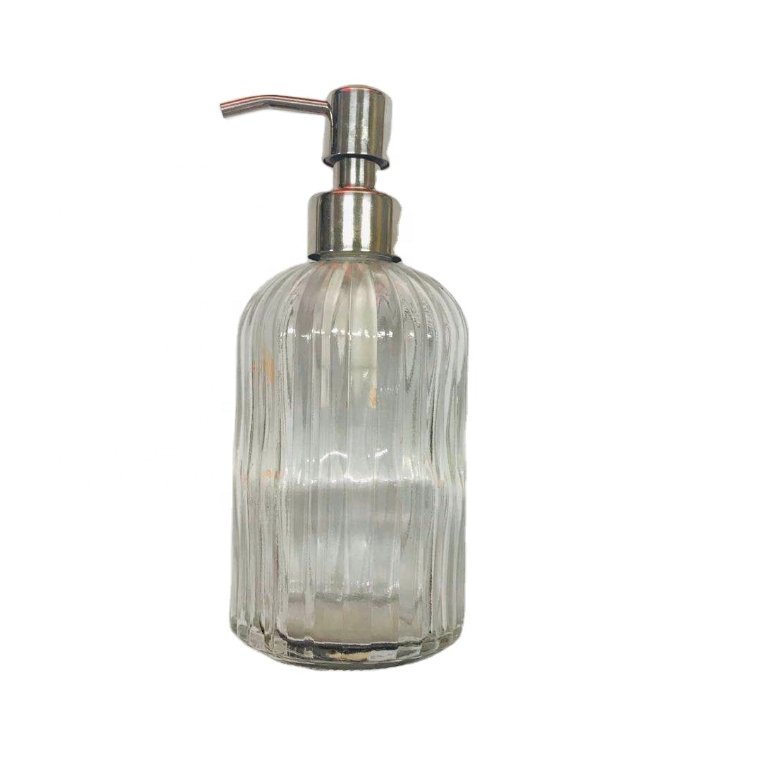400ML Glass Clear Hand Soap dispenser Liquid Glass Mason Jar Bottle With Lotion Metal Pump Custom Mason Jar Lids