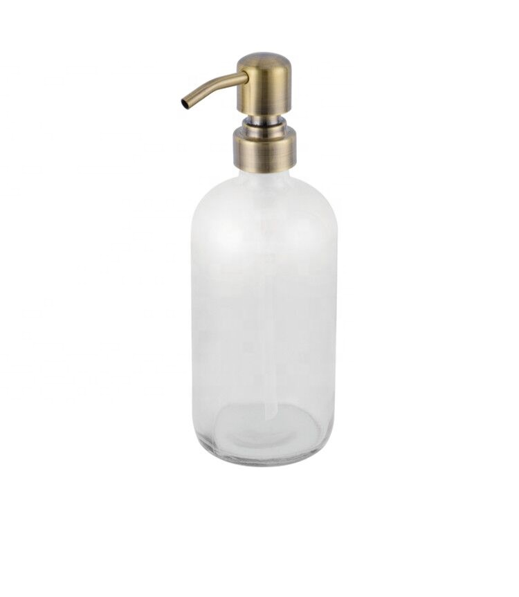 400ML Glass Clear Hand Soap dispenser Liquid Glass Mason Jar Bottle With Lotion Metal Pump Custom Mason Jar Lids