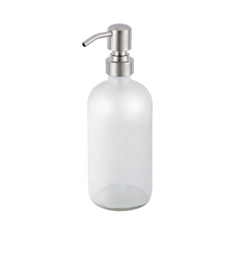 400ML Glass Clear Hand Soap dispenser Liquid Glass Mason Jar Bottle With Lotion Metal Pump Custom Mason Jar Lids