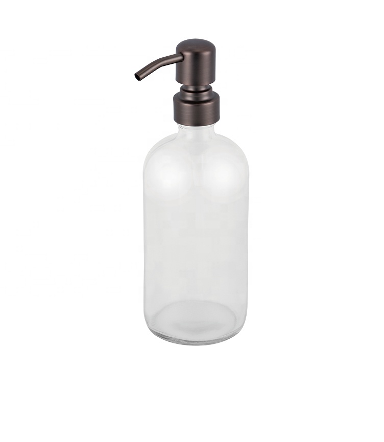 400ML Glass Clear Hand Soap dispenser Liquid Glass Mason Jar Bottle With Lotion Metal Pump Custom Mason Jar Lids