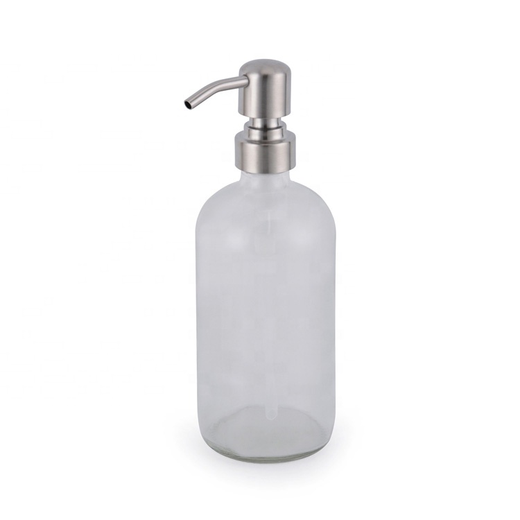400ML Glass Clear Hand Soap dispenser Liquid Glass Mason Jar Bottle With Lotion Metal Pump Custom Mason Jar Lids
