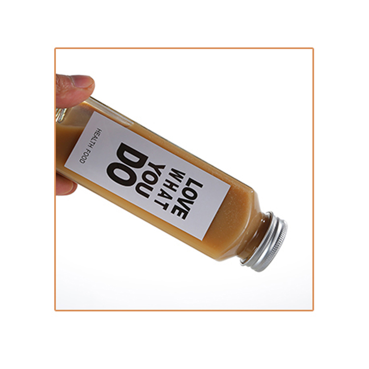 400Ml Square Glass 12 Oz Juice Bottle With Aluminum Lid
