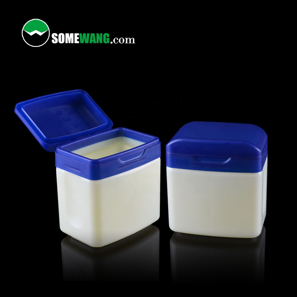 400g HDPE plastic petroleum jelly container, empty square cosmetic jars