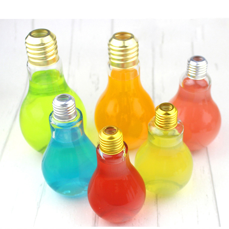 400ml 300ml Clear Light Bulb Shape Candy Container Beverage Jar with metal lid / Drinking Glasses