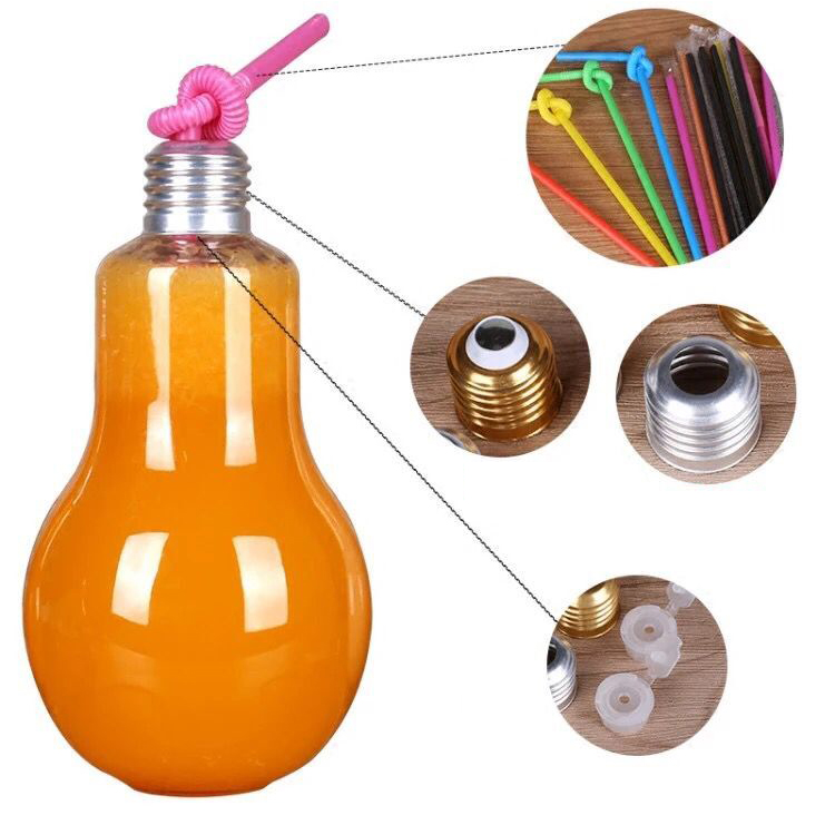 400ml 300ml Clear Light Bulb Shape Candy Container Beverage Jar with metal lid / Drinking Glasses