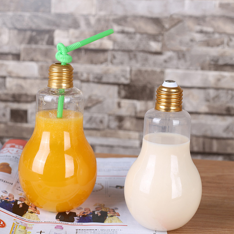 400ml 300ml Clear Light Bulb Shape Candy Container Beverage Jar with metal lid / Drinking Glasses