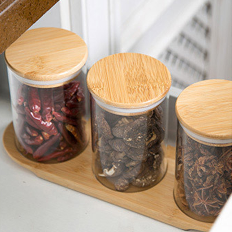 400ml High Borosilicate Glass Jar With Bamboo Wooden Lid Storage Bottles