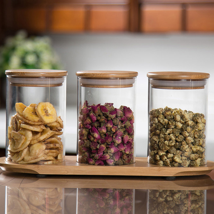 400ml High Borosilicate Glass Jar With Bamboo Wooden Lid Storage Bottles