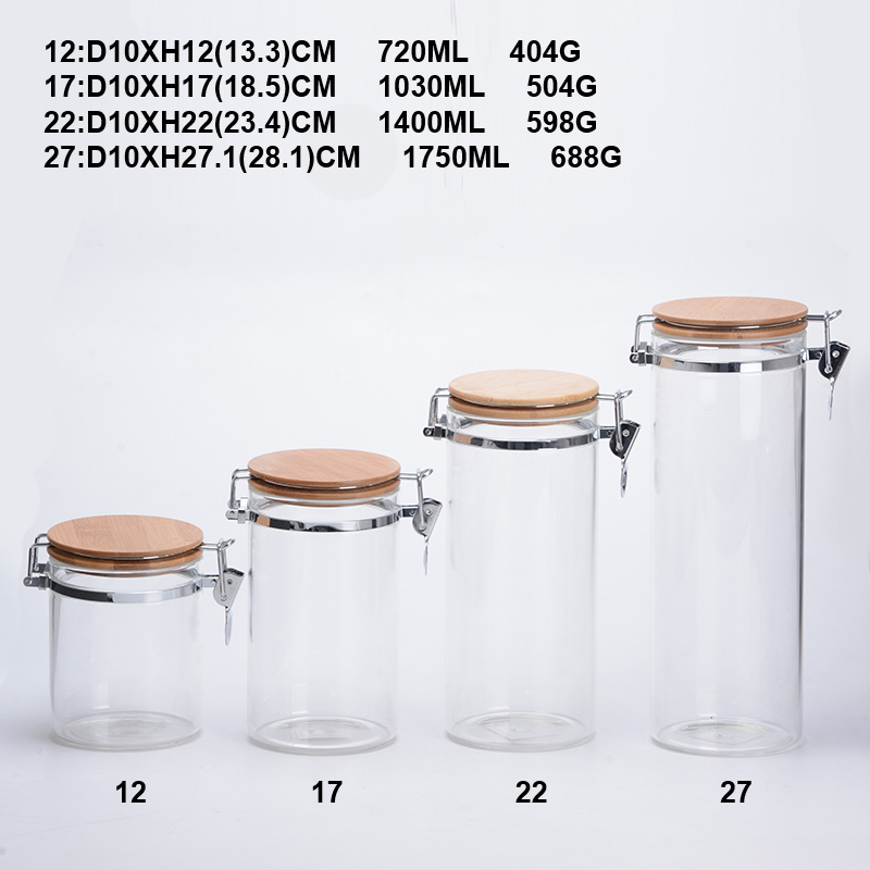 400ml airtight high borosilicate glass spice jar with wooden spoon