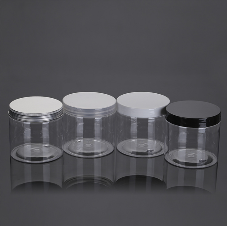 400ml big transparent pet plastic jar metal lid for body butter