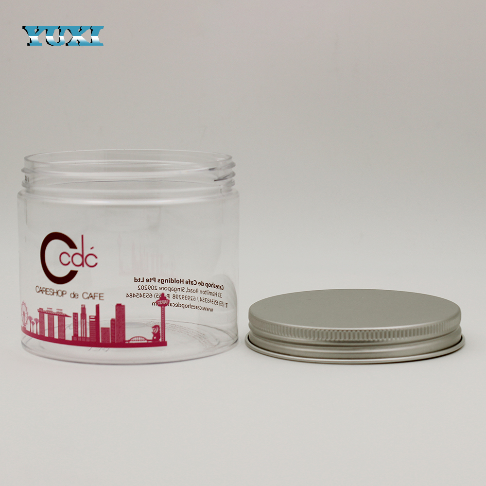 400ml big transparent pet plastic jar metal lid for body butter