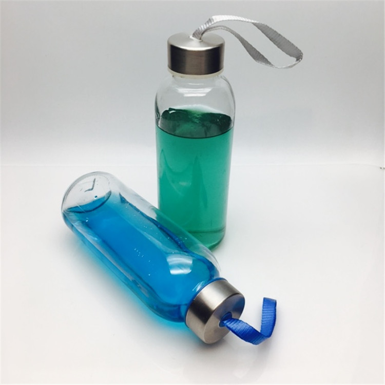 400ml customs glass water bottles juice drinks with string and cover