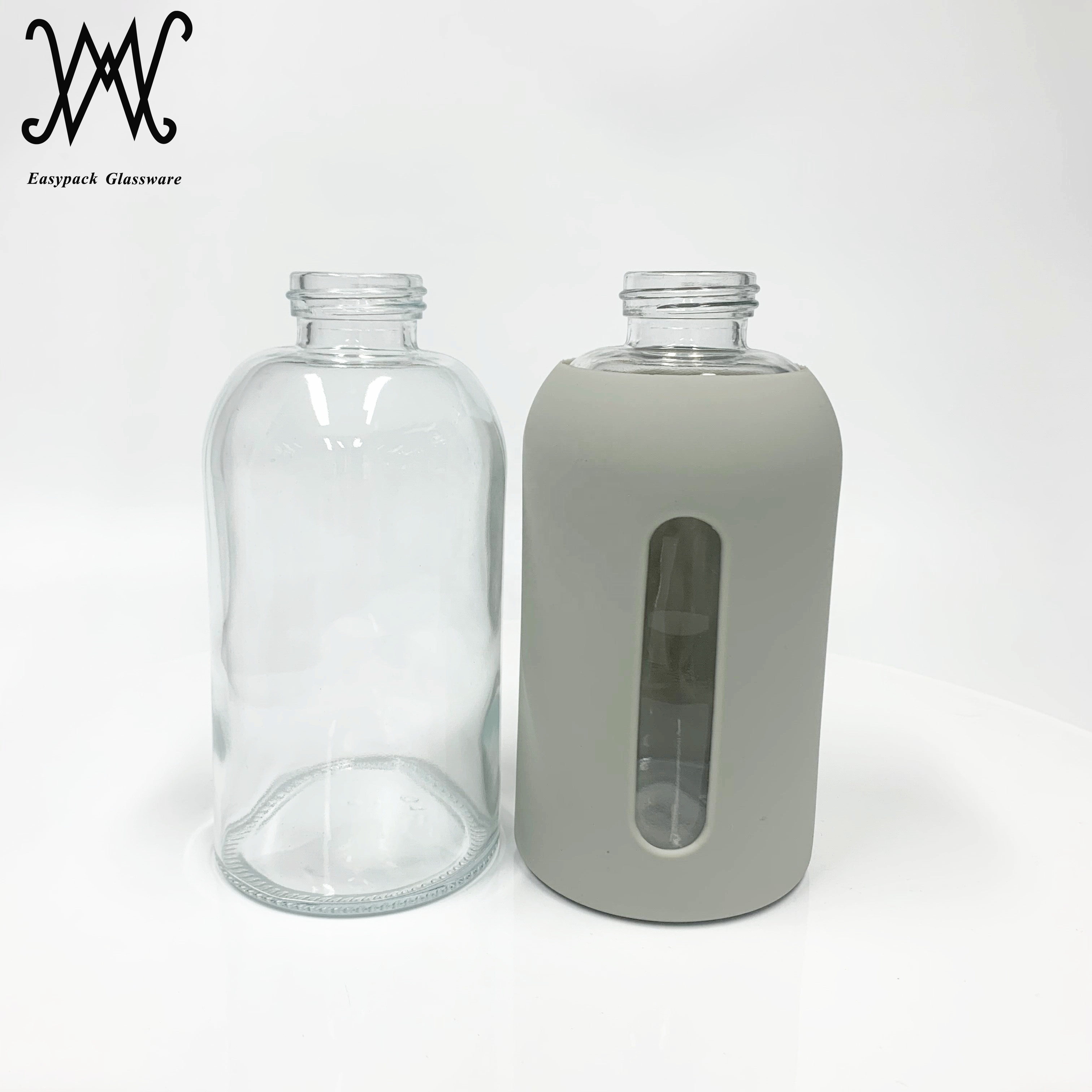 400ml glass hand soap bottle with stainless steel foaming pump dispenser and silicone sleeve