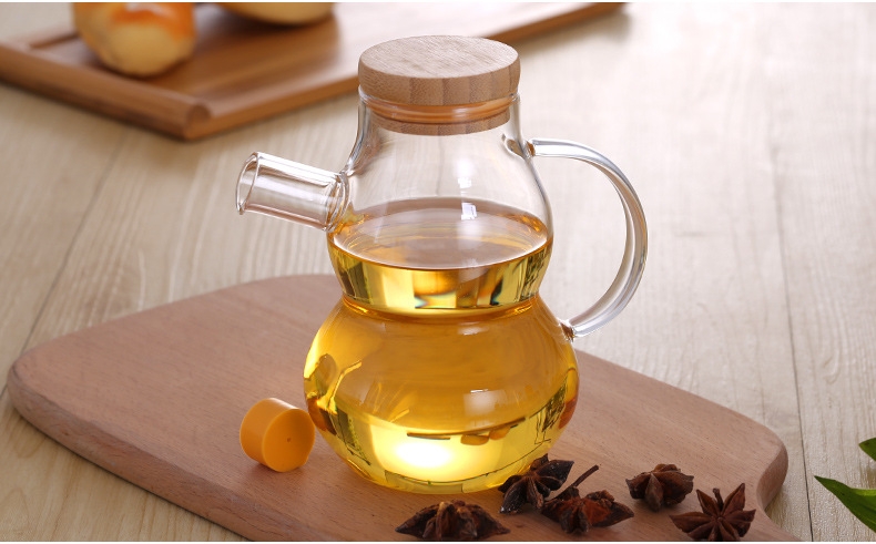 400ml kitchen oil new gourd shape glass jar for oil with bamboo lids