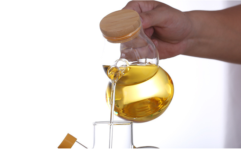 400ml kitchen oil new gourd shape glass jar for oil with bamboo lids