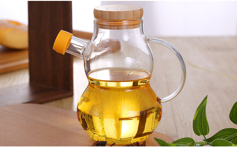 400ml kitchen oil new gourd shape glass jar for oil with bamboo lids