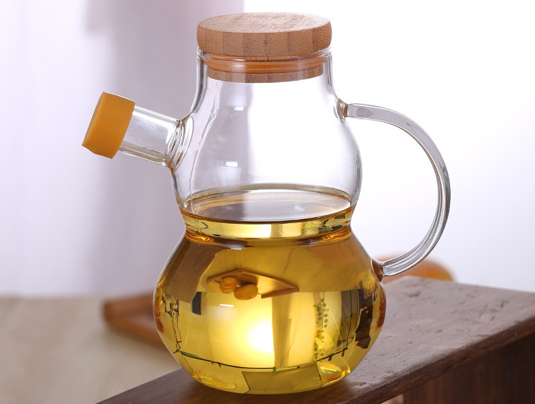 400ml kitchen oil new gourd shape glass jar for oil with bamboo lids