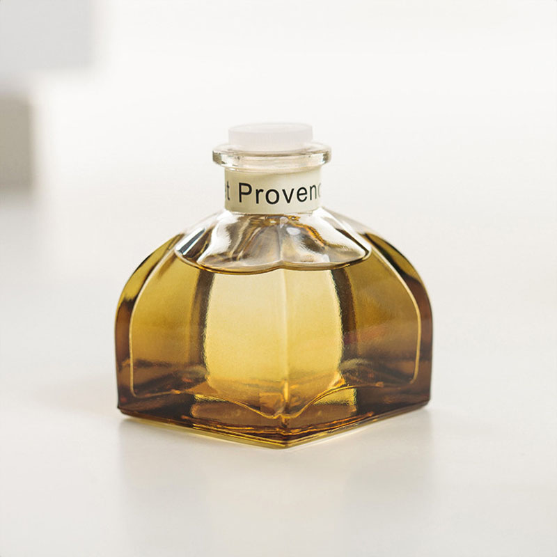 400ml square glass bottle with lid for home transparent aroma bottle