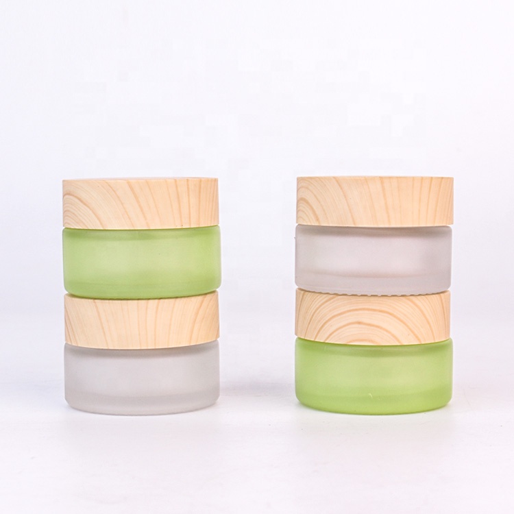 40g luxury empty cosmetic containers bamboo lid glass cream jars