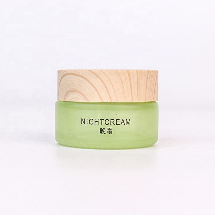 40g luxury empty cosmetic containers bamboo lid glass cream jars