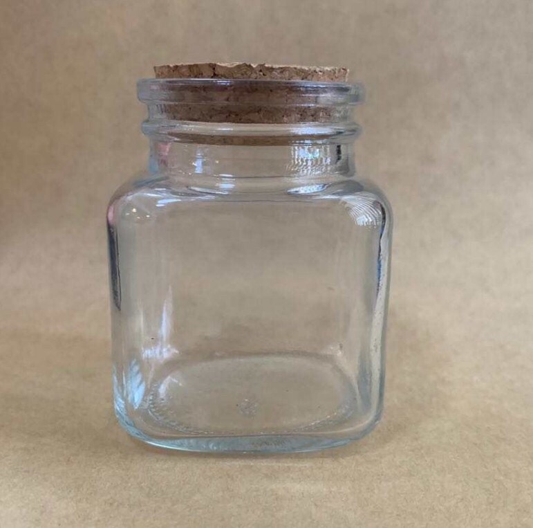 40ml 100ml 110ml clear green square shape thick wall glass jar with cork top