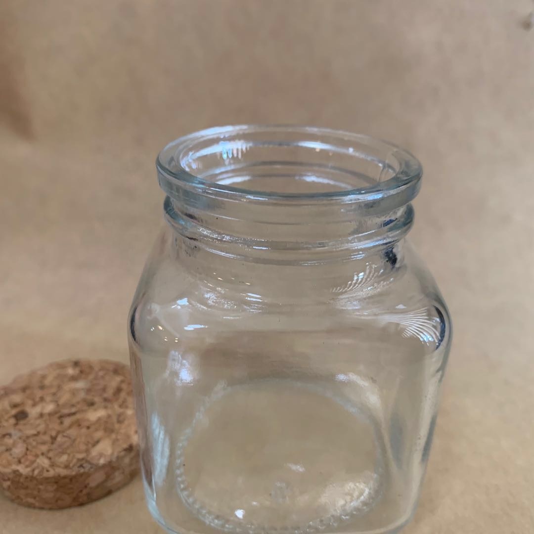 40ml 100ml 110ml food grade clear green candy square storage glass bottles with cork stoppers