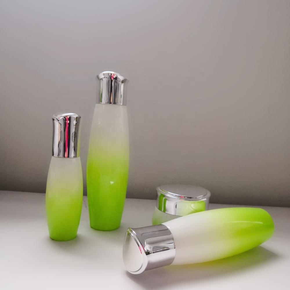 40ml 100ml 120ml High quality luxury Glass lotion bottle and jar container packaging cosmetic bottle set