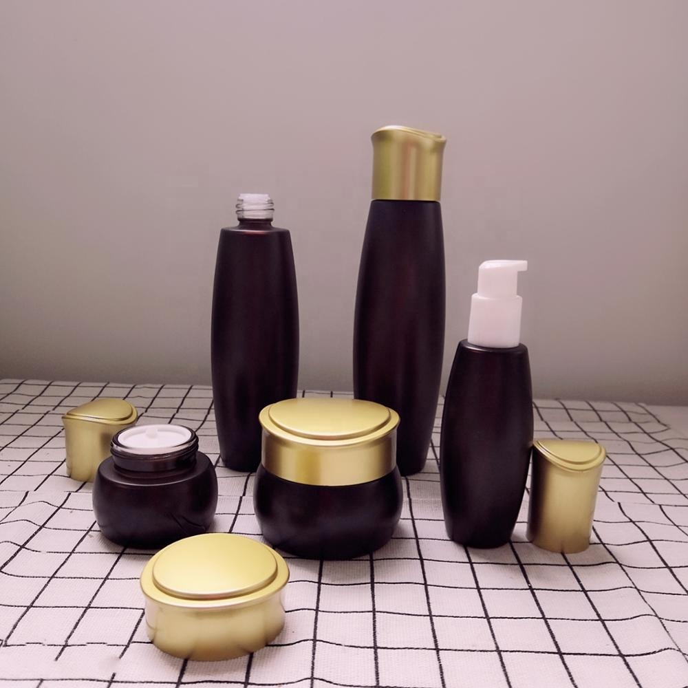 40ml 100ml 120ml High quality luxury Glass lotion bottle and jar container packaging cosmetic bottle set