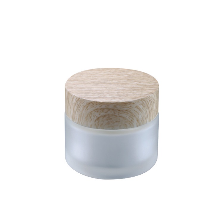 40ml 100ml 120ml clear bottle with water transfer printing ABS cap 50g 100g big size frosted glass jar with special like bamboo