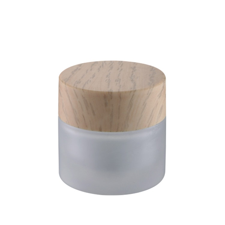 40ml 100ml 120ml clear bottle with water transfer printing ABS cap 50g 100g big size frosted glass jar with special like bamboo