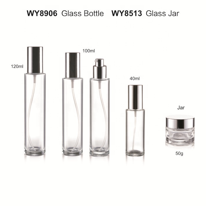 40ml 100ml 120ml cosmetic glass lotion bottle with aluminium pump cap for body