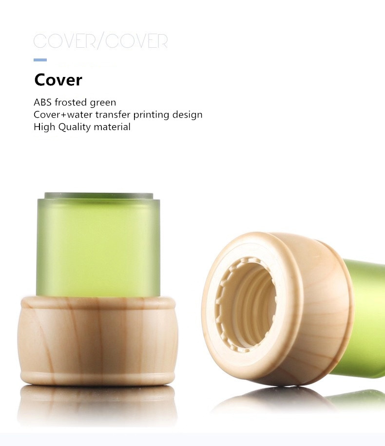 40ml 100ml 120ml cosmetics frosted green color emulsion pump glass bottle and 50g jar with water transfer printing cap