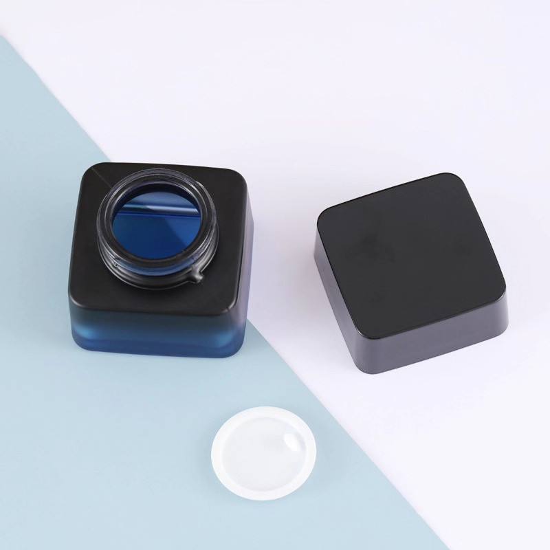 40ml 110ml 125ml black blue gradient skin care lotion pump glass square bottle and 50g face cream glass jar set