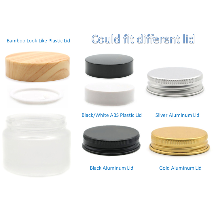 40ml 40g (1.35oz) Bamboo look like Lid Frosted Glass Face Cream Bottle Empty Jars