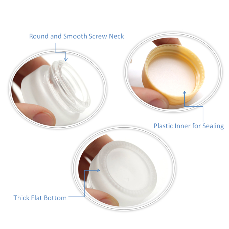 40ml 40g (1.35oz) Bamboo look like Lid Frosted Glass Face Cream Bottle Empty Jars