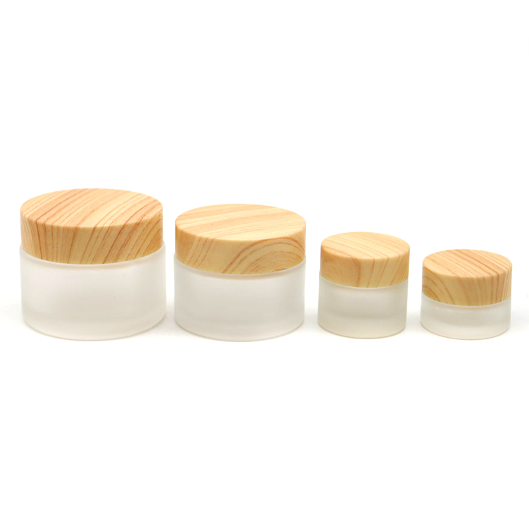40ml 40g (1.35oz) Bamboo look like Lid Frosted Glass Face Cream Bottle Empty Jars
