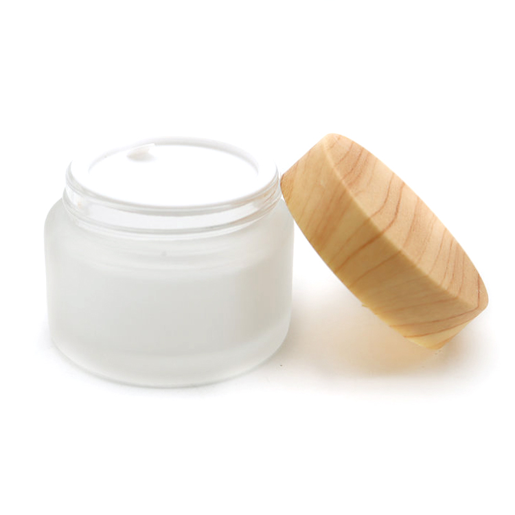 40ml 40g (1.35oz) Bamboo look like Lid Frosted Glass Face Cream Bottle Empty Jars