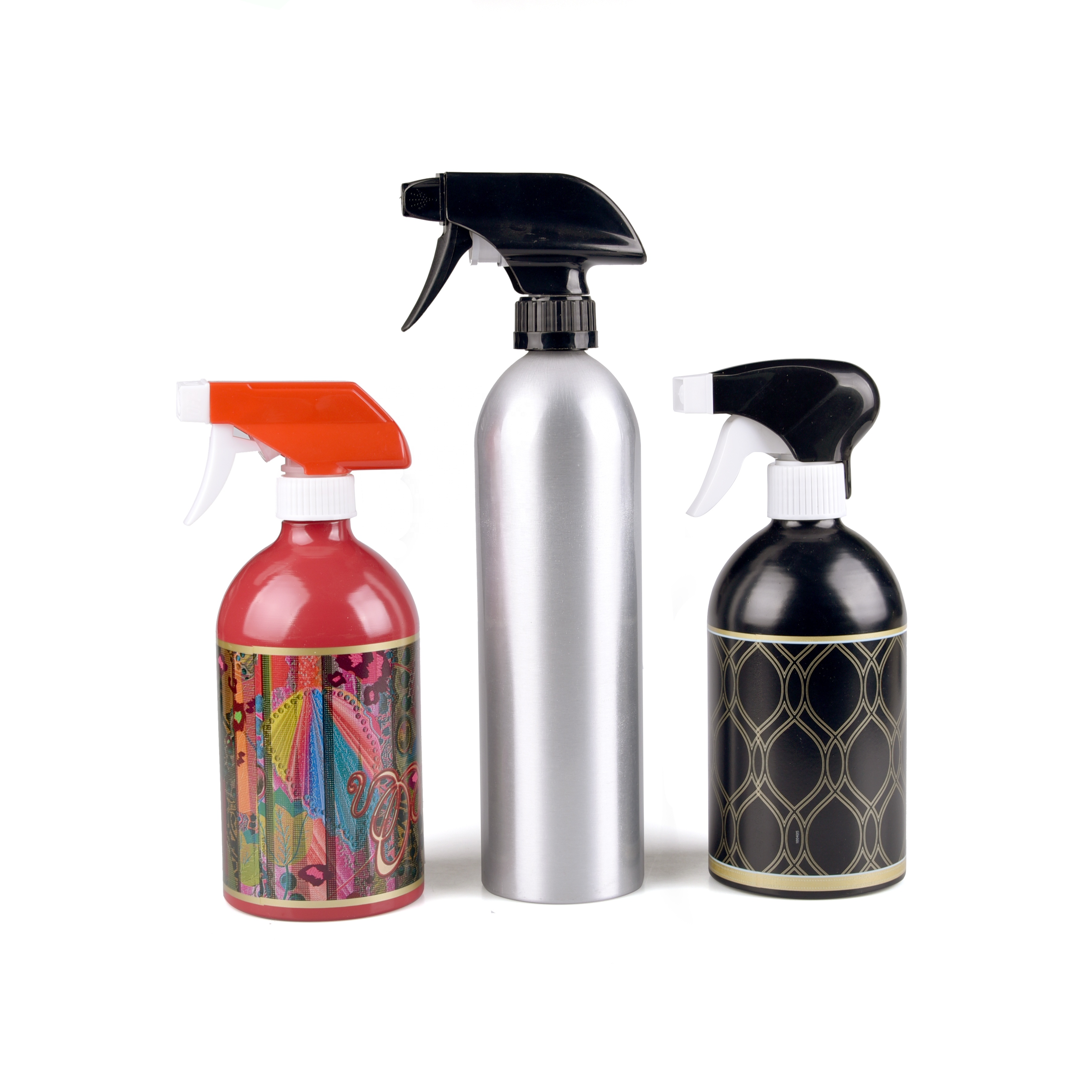 40ml 50ml 100ml 120ml 200ml  250ml 500ml 750ml 1000ml sale black red aluminum spray  bottles wholesale for bathroom laundy clean