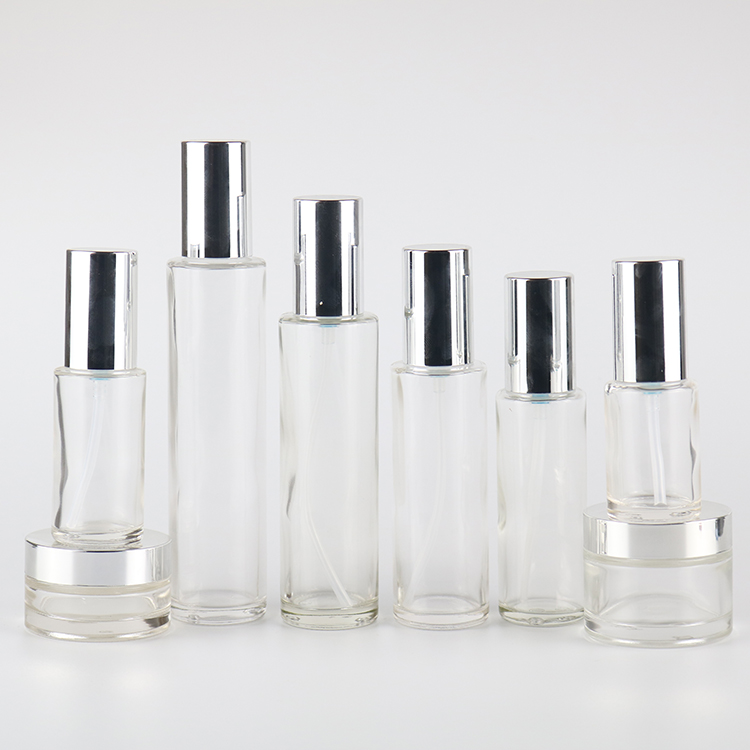 40ml Clear Glass Empty Cosmetic Lotion Bottles with Pump