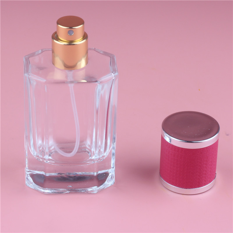 40ml Color Cap Clear Glass Spray Refillable Perfume Bottles Glass Empty Cosmetic Container For Travel