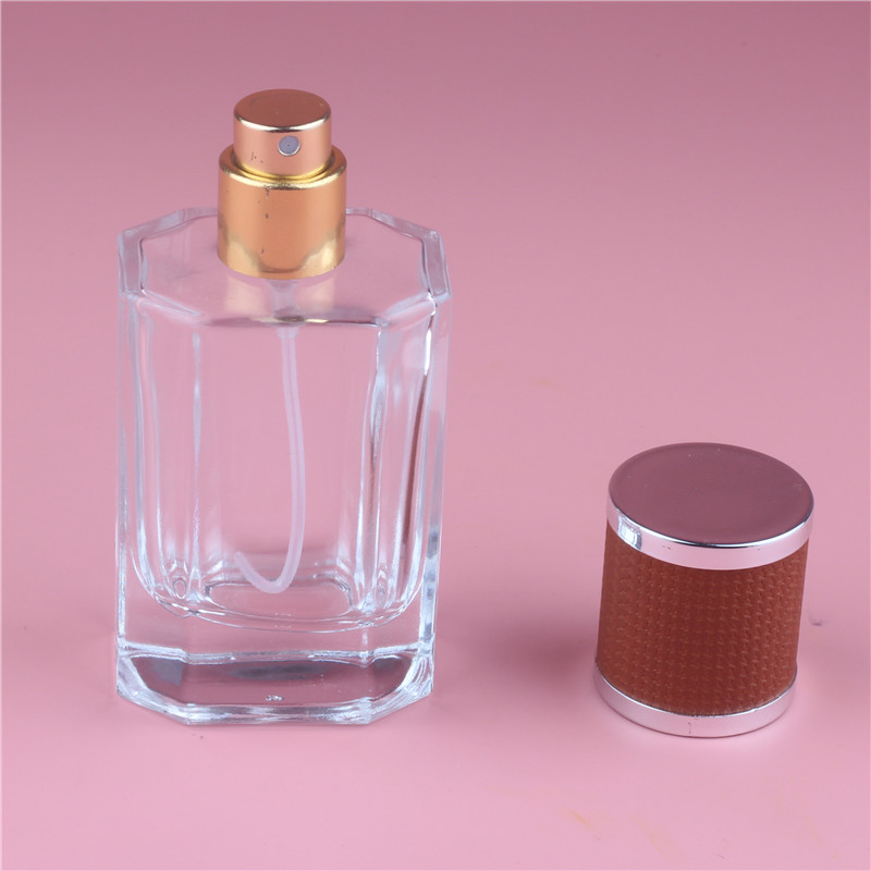 40ml Color Cap Clear Glass Spray Refillable Perfume Bottles Glass Empty Cosmetic Container For Travel