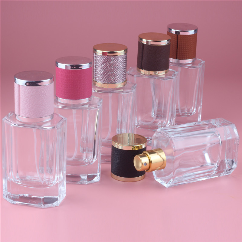 40ml Color Cap Clear Glass Spray Refillable Perfume Bottles Glass Empty Cosmetic Container For Travel