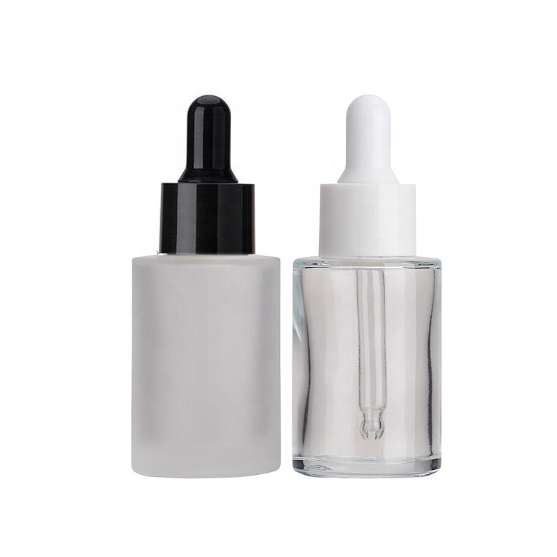 40ml Luxury Custom Flat Round Shoulder Frost Empty Serum Mould Glass Dropper Bottle