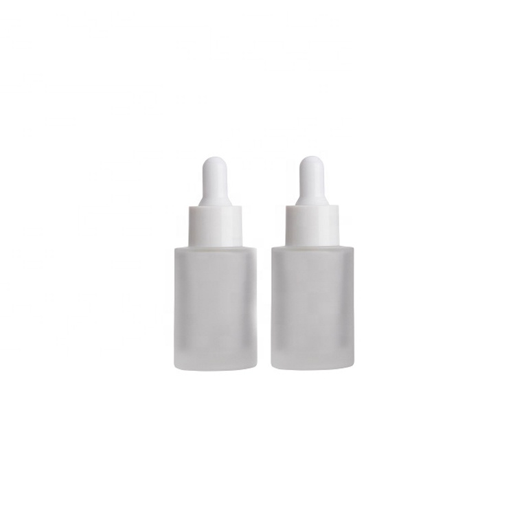 40ml Luxury Custom Flat Round Shoulder Frost Empty Serum Mould Glass Dropper Bottle