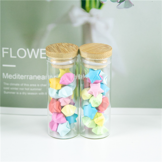 40ml Mini Glass Bottles with Bamboo Lid Clear Tiny Empty Glass 40cc Vial Jars Company Logo Printed Customized Bottles Jars