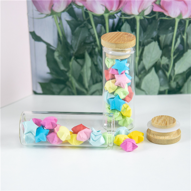 40ml Mini Glass Bottles with Bamboo Lid Clear Tiny Empty Glass 40cc Vial Jars Company Logo Printed Customized Bottles Jars