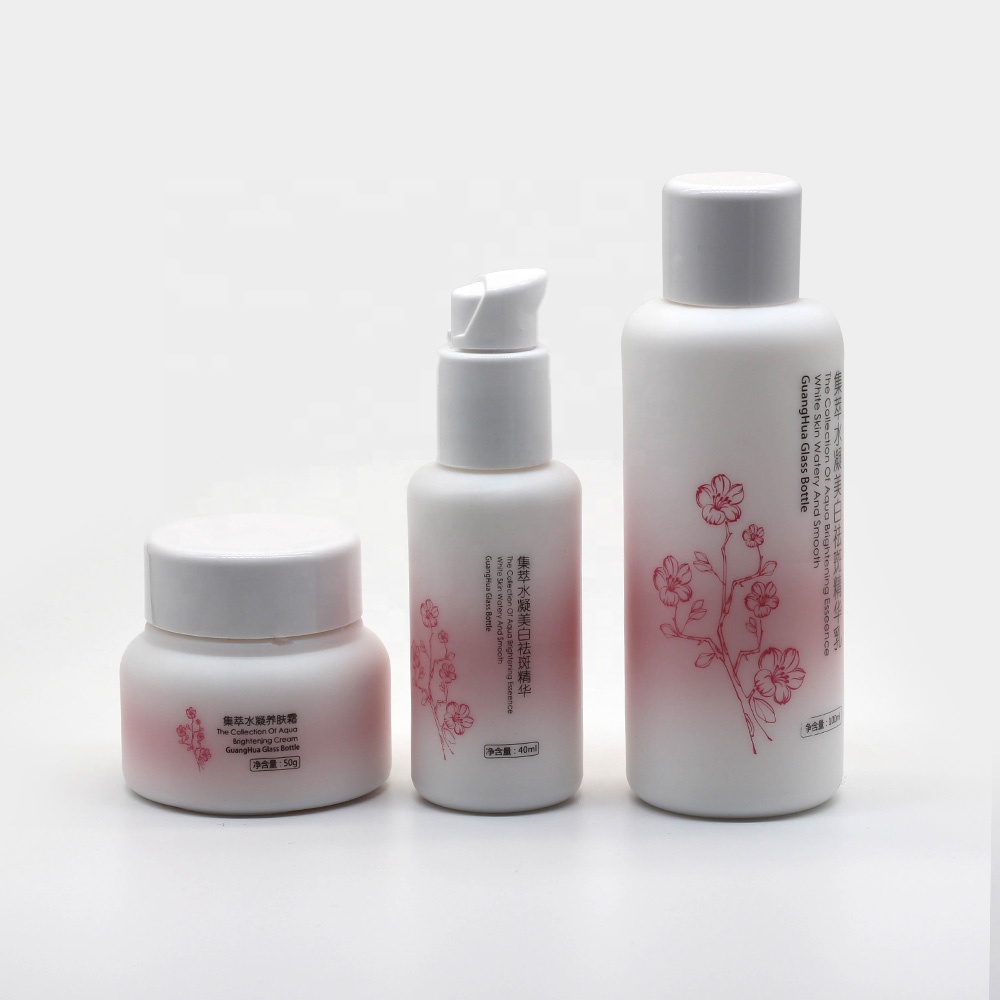 40ml customized white opal glass serum bottle with matte coating