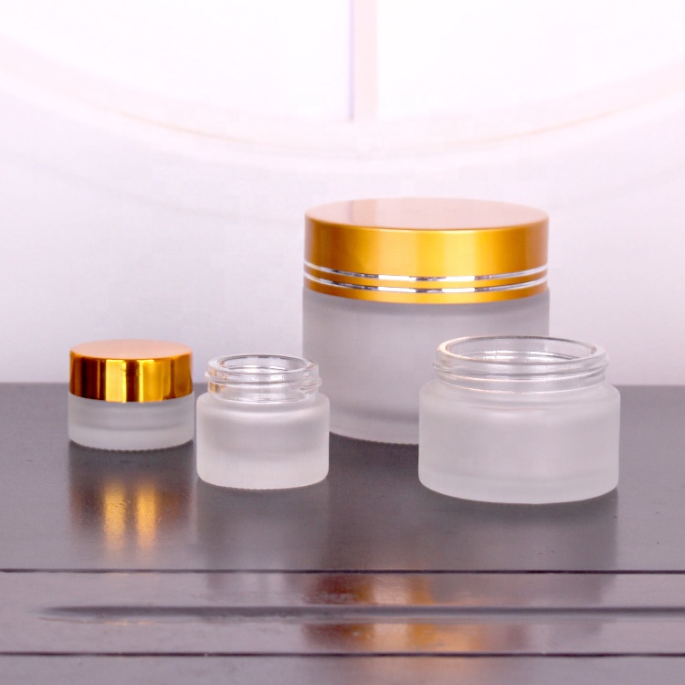 40ml frosted cosmetic packaging cream glass jars with golden shiny lids