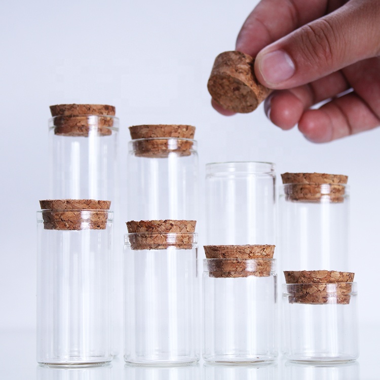 40ml mini glass jar glass Borosilicate tube bottle with cork top for saffron herb tea package